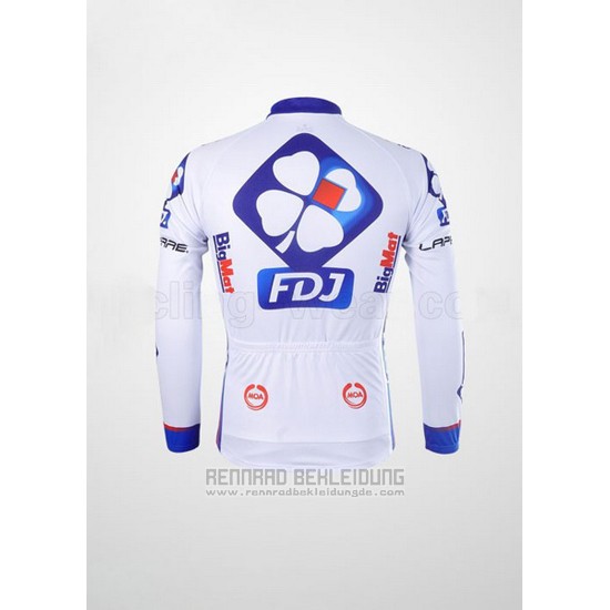 2012 Fahrradbekleidung FDJ Wei und Azurblau Trikot Langarm und Tragerhose - zum Schließen ins Bild klicken